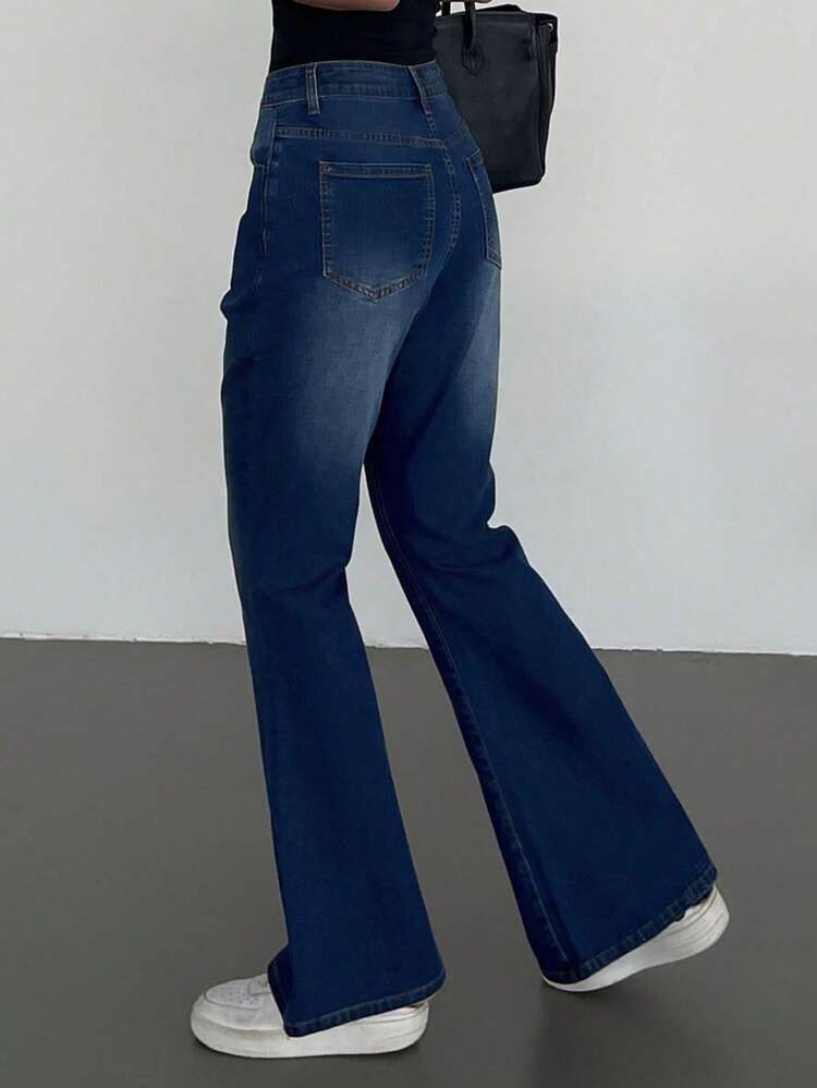 High Waist Flare Distressed Pocket Casual Jeans For Women Y2k