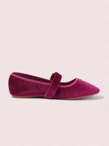 CUCCOO DOLLMOD Women's Shoes Fuchsia Velvet Round Toe Flats - Hot Pink - View 8