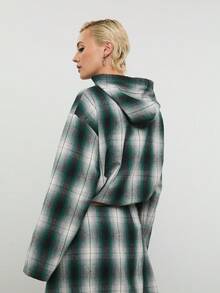 COUREZ 轻薄格纹连帽外套，下摆可调节 / Y2K 春季女装 轻薄格纹外套 可爱夏季外套 外出穿搭 音乐节穿搭 度假穿搭 夏季假日穿搭 - 綠色 - 查看 3