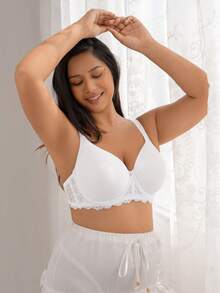 DesireSculpt 2pcs Seamless Wireless Thin Cup Comfortable Supportive Lift Bra, Plus Size - Multicolor - View 6