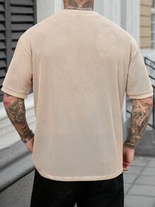Manfinity CasualCool Men's Casual Mesh Round Neck Short Sleeve T-Shirt, Spring/Summer - Beige - View 2