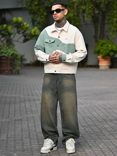 Devon Thys 1件 Justice Brother 休闲百搭情侣做旧复古水洗宽松阔腿牛仔裤