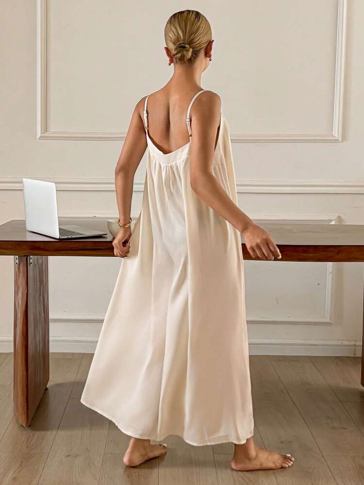 Sequin Decor Spaghetti Strap Long Nightgown For Women, Summer