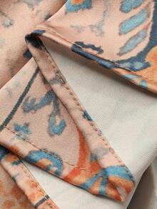 DAZY 女士优雅印花无袖中长连衣裙，适合春夏穿着 - 黃色 - 查看 7