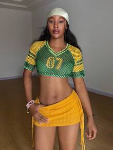 StreetHx 2pcs/Set Fashionable Women's Crochet Hollow Out Stylish Outfit,Vacation Outfits Women ,Beach Outfit For Women ,Afro Fashion Outfits - Multicolor - View 3