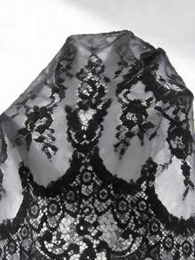 RiviMae Women's Sexy Lace Flare Sleeve Blouse, Stylish Beach Vacation Party Revealing Crop Top - Black - View 7