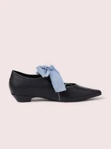 CUCCOO DOLLMOD Sepatu Flat Kasual Serbaguna Ujung Lancip Wanita Sepatu Musim Semi - Hitam - View 8