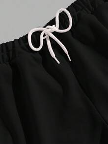 SHEIN Cottnline 男士字母印花常規T恤和短褲套裝 - 藏蓝色 - 查看 7
