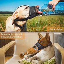 Adjustable Black Small Dog Muzzle With Breathable Mesh, Reflective Anti-Bite And Anti-Barking Strap - Comfortable Nylon, Drinkable Design, Nighttime Safety, For Small Dogs, Comfortable To Wear, Soft Fabric, Durable - Multicolor - View 2