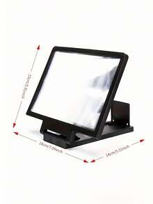 3D Phone Screen Magnifier, Dual Screen HD Magnifier With Portable Hands-Free Stand, For Smartphones/Tablets, Amplify Video Watching, Gaming, Working, Compatible With All Devices - Black - View 3