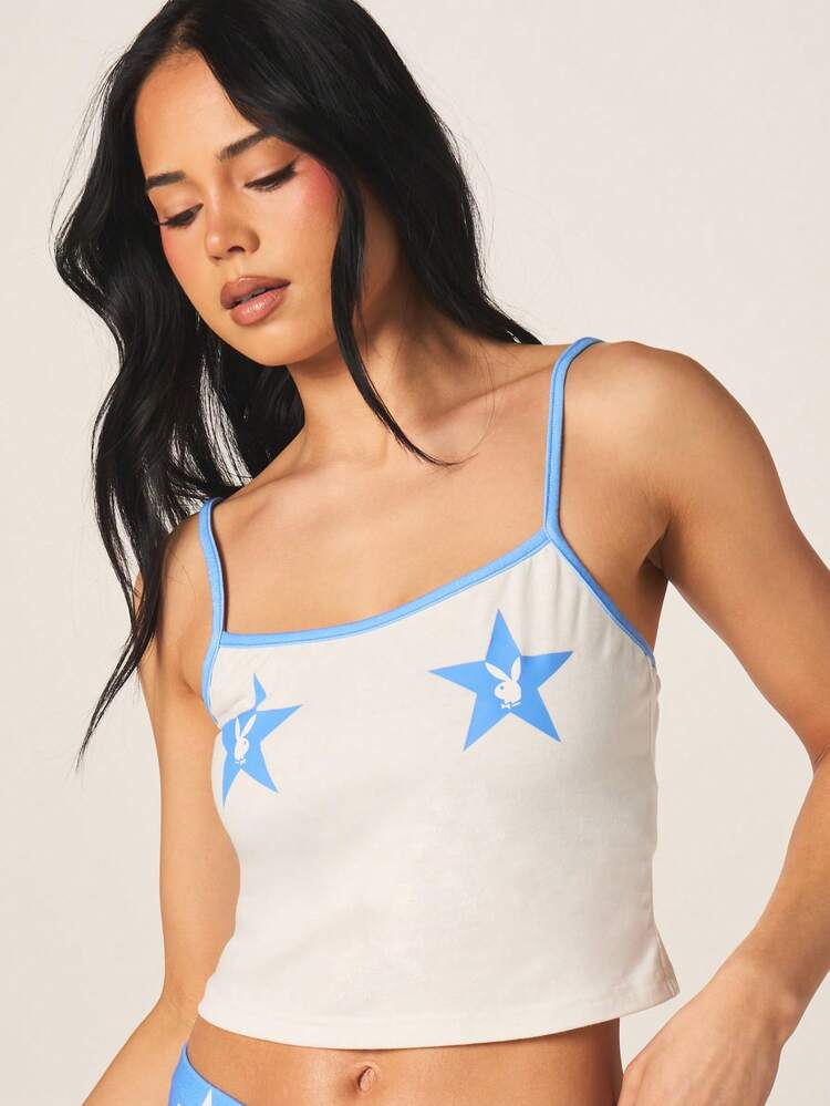Missguided x Playboy Ensemble de pyjama coordonné en deux pièces avec débardeur imprimé d'étoiles et short taille haute