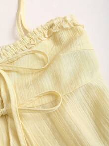 Sweetra 女士黄色甜美辛辣荷叶边吊带背心，春夏款 - 黃色 - 查看 8