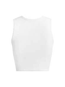 SHEIN Swim 夏季女士扭结交叉白色比基尼上衣，基本款，适合海滩、度假，可作为外套穿着 - 白色 - 查看 2