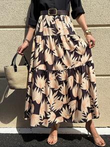 SHEIN Clasi 女款休閒花卉印花A字裙，夏季度假外出穿著 - 彩色 - 查看 4