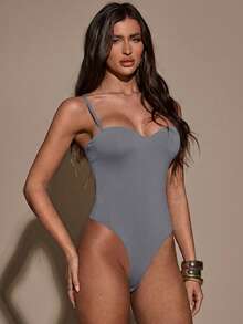 SHEIN BAE Women's Solid Color Sexy Fashion Camisole Camisole - Dark Grey - View 5