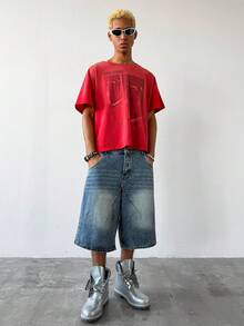 PAVTROS Men's Casual Distressed Washed Denim Bermuda Shorts With Pockets, Versatile Daily Wear - Blue - View 6