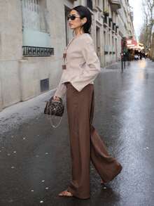 Yassique 女士秋冬款带扣开衫外套 - 鏽棕色 - 查看 7