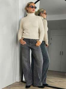 Bethéva 高领保暖内衬厚毛衣，修身保暖内衣，秋冬新品 - 米色 - 查看 4