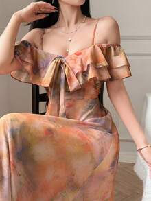 DAZY Robe imprimée sans manches, robe élégante à manches courtes de style français pour femmes, robes d'été pour femmes - Multicolore - Voir 4