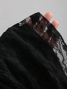 Sweetra Chân váy ren buộc eo kiểu cổ yếm gợi cảm mới - màu đen - Xem 6