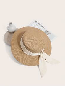 Enchnt 女士防晒草帽 宽边 UPF 50 夏季帽子 可折叠卷起软边沙滩帽 女士 - 卡其色 - 查看 1