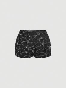 SHEIN MOD Quần short đính sequin đen dành cho nữ - màu đen - Xem 2