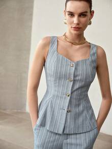 MOTF PREMIUM WOMEN'S ELEGANT BUTTON UP ALL OVER PRINT DENIM JACKET - Blue - View 2