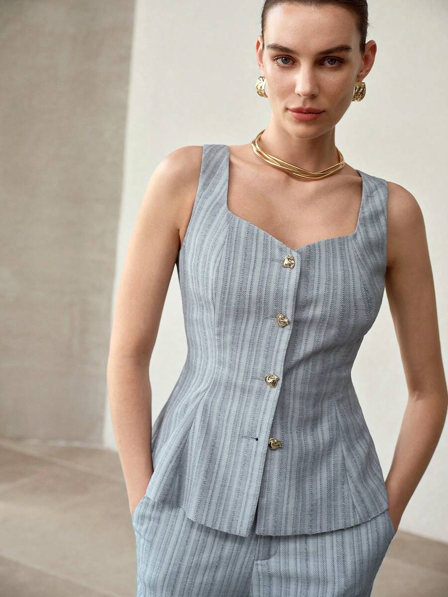 MOTF PREMIUM WOMEN'S ELEGANT BUTTON UP ALL OVER PRINT DENIM JACKET - Blue - View 2