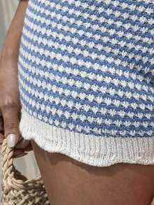 Selianne Vintage Design Lace Trim Women Knit Shorts - Multicolor - View 6