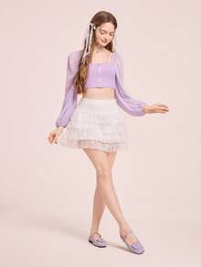 CUCCOO DOLLMOD Zapatos de mujer con decoración de flor de color morado claro, suela plana, zapatos de primavera - Morado - Ver 6