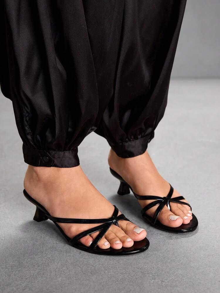 CUCCOO SZL Women Shoes Summer New Multi-Stripe Cross-Strap Design Round Toe Thin Heel High Heel Sandals Commuting Elegant Fashionable Women's High Heel Sandals Heel Shoes Dew Heel Commuting Daily Travel High Heel Sandals Spring Shoes