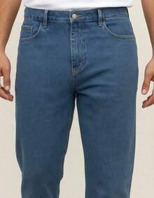 Jeans Hombre Corte Recto Rígido Mezclilla 5 Bolsillos Casual Clásico Para Uso Diario - Azul - Ver 4