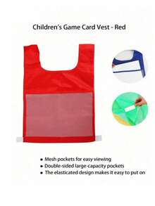 1 Pc Scrimmage Vest For Kids, 4 Color, Practice Vest, Card Insertable Game Vest, Training Bib, PE Bib, Team Competition Vest Kids, Pocket Vest, Cogn Game Tool, Teaching Aid, Interact Learn, Home, Class, Out, Party Games, Back To School - Multicolor - View 14