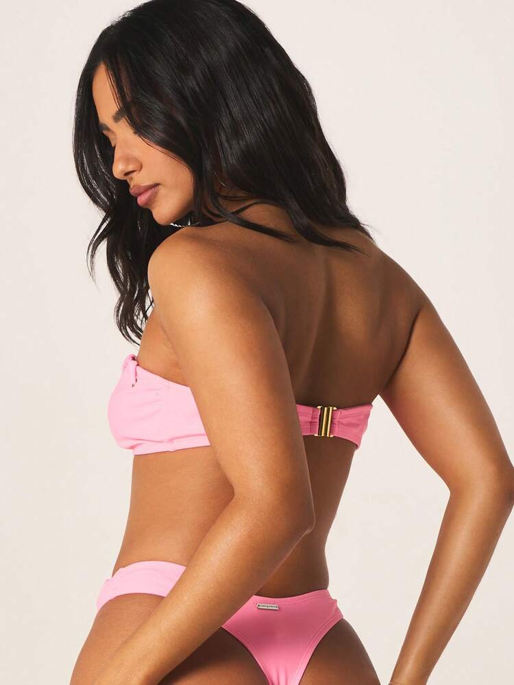 Missguided x Playboy Logo Bandeau Bikini Set With Metal Eyelet Trim Detail Strapless Two Piece Summer Beach Swimsuit