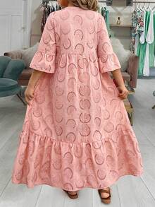 SHEIN LUNE 大码连衣裙 情人节红色连衣裙 女士长款连衣裙 夏季连衣裙 夏季波西米亚风复古风 - 粉色 - 查看 2