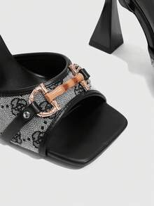 CUCCOO SZL Damen bequeme Lässig High Heel Sandalen, vielseitig für den täglichen Sommertragen - Schwarz und Weiss - Übersicht 5