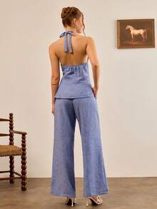 CasuGlow Womne Two Pieces Tops And Pant Sets - Royal Blue - View 4