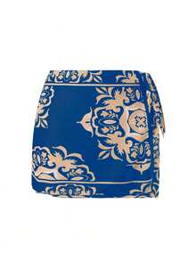 Swim Oasis 2026新款三件套女士印花连体泳衣，含裙子和网纱裤，夏季海滩度假休闲装 - 彩色 - 查看 5