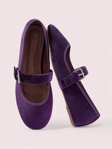 CUCCOO DOLLMOD Zapatos de mujer de terciopelo morado con punta redonda - Morado - Ver 2