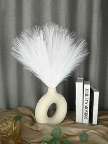 5-50 piezas Pasto pampa artificial blanco, plantas falsas esponjosas y altas de juncos para decoración de boda bohemia, fiesta, jarrón del hogar, manualidades y fotografía - Blanco - Ver 6