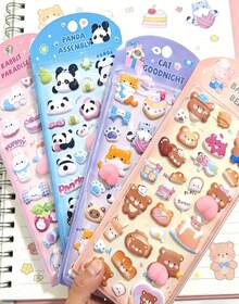 POKOJA LAND 3D Soft Cute Children's Cartoon Stickers Squeeze Animals Adorable Stereo Bubble Decals, A Great Gift For Kids, Girlfriends, For Notebook Decoration, And DIY Crafts. - Multicolor - View 4