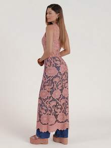 CielaLinda Women Lace Rose Sleeveless Maxi Dress - Dusty Pink - View 8