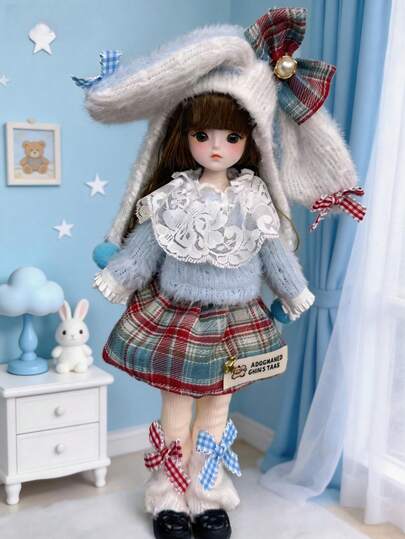 POKOJA LAND 1PC Lolita Doll Fashion Wardrobe Set 6 Point BJD Cute Outfit Collection Changeable Clothes Costume For Girlfriend Birthday Party Gift Toy