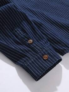 Manfinity Denimwave Young Street Style Washed Blue Straight Fit Striped Hoodie With Drawstring, Spring/Summer - Blue - View 6