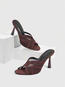 CUCCOO SZL Giày sandal cao gót nữ mùa xuân - Cà phê nâu - Xem 2