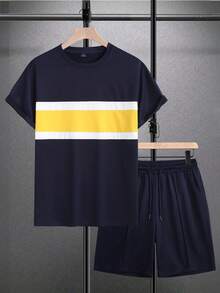 Manfinity CasualCool 男士藏蓝色春夏成熟T恤套装 - 彩色 - 查看 4