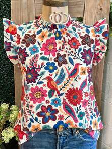 Linhara Camicia casual con stampa floreale vintage, adatta per primavera, feste, carnevale, disponibile in taglie comode - Multicolore - Visualizzare 3