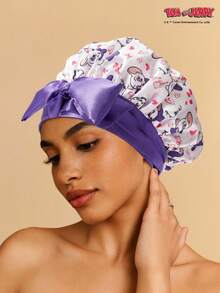 TOM & JERRY X Joivida Gorro de dormir de satén lindo con estampado de gato de dibujos animados - Protege el cabello y preserva el estilo mientras duermes - Multicolor - Ver 4