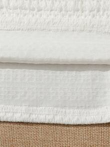 Bộ đồ đi nghỉ mát dành cho thiếu nữ: Áo thun trơn màu và chân váy xếp ly họa tiết hoa. - Màu xanh lam - Xem 8