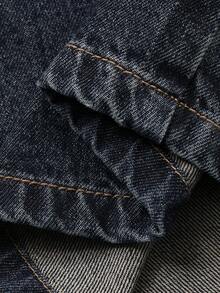 Dazy Plus Jeans de pierna ancha y larga de talla grande con efecto desgastado y lavado - Azul lavado oscuro - Ver 3